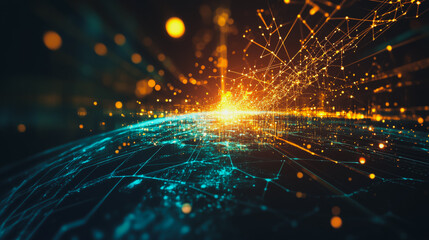 Obraz premium background Innovation network points Earth's surface wave background Abstract digital wave background information technology background The background is the background. gradient wave digital wave ban