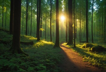 Fototapeta premium Sunlit forest pathway