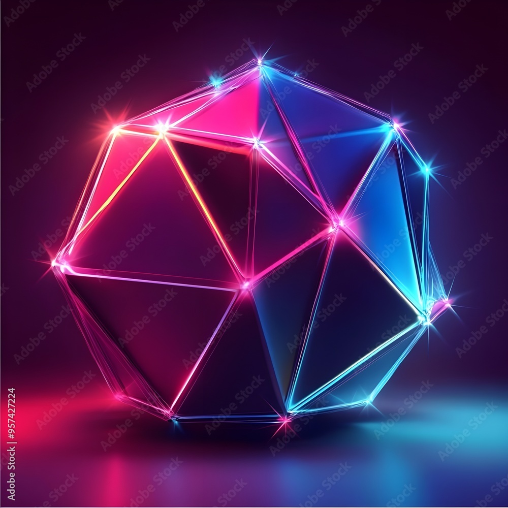 Poster geometric with polygonal structure and retro image