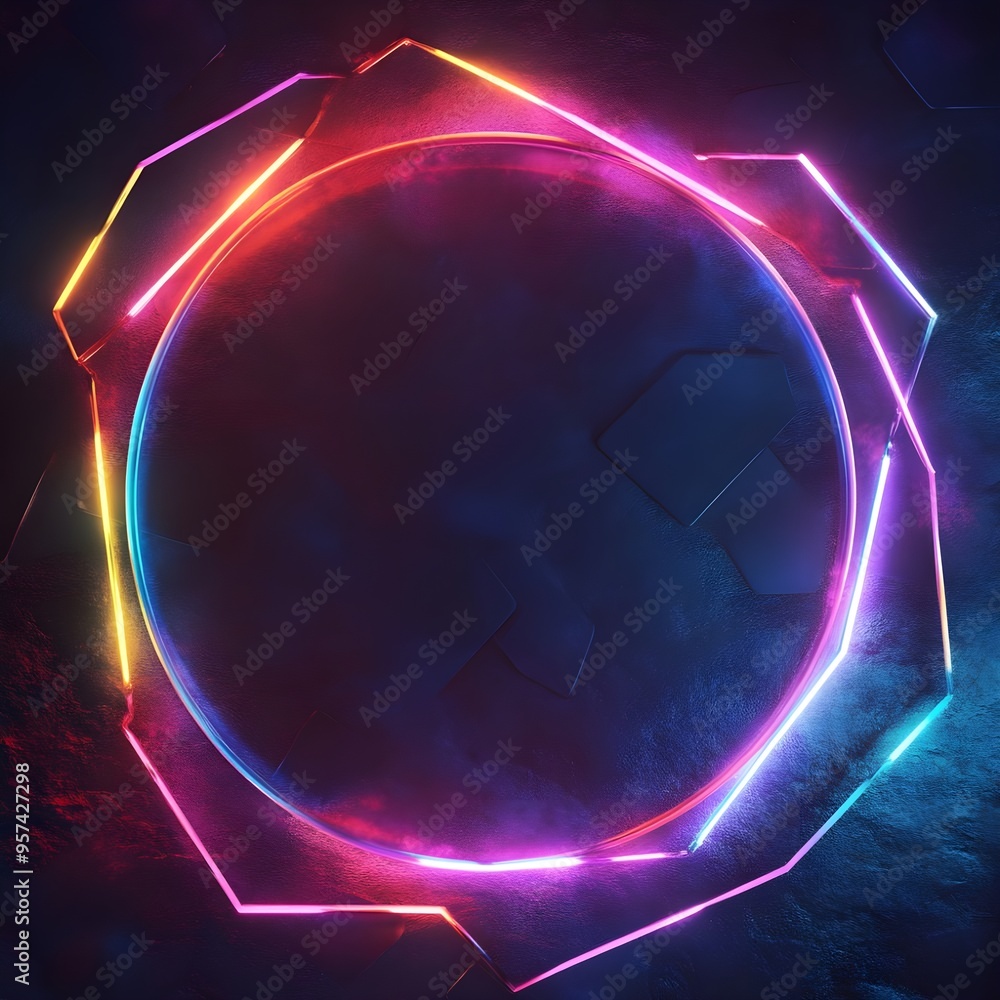 Poster geometric with polygonal structure and retro image
