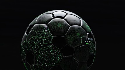 Obraz premium Close Up of a Soccer Ball on a Black Background