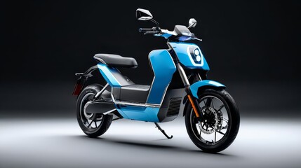 Blue Scooter Parked in Dark Room
