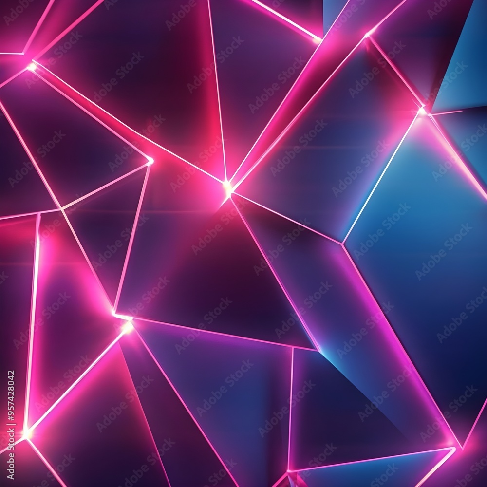 Poster geometric with polygonal structure and retro image