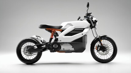 Obraz premium White and Black Motorcycle on White Background