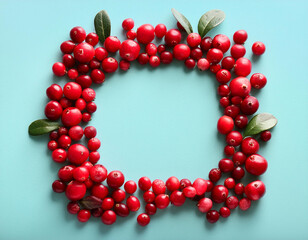 Vibrant Cranberry Frame: Fresh and Delicious on Colorful Background