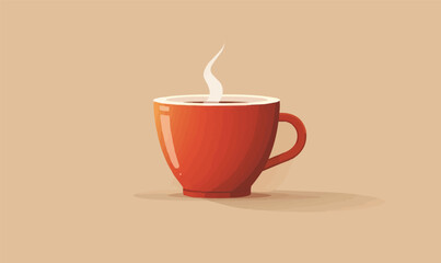 Fototapeta premium A minimalist vector of a steaming coffee cup.