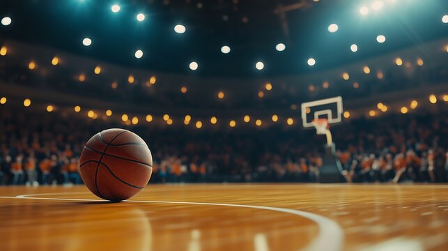 a basketball court with ball - Powered by Adobe