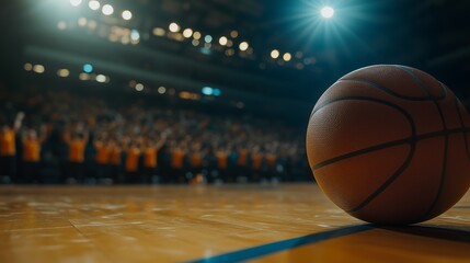 a basketball court with ball