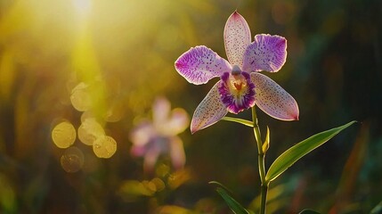   A luminous floral bouquet graces a verdant foliage bed, bathed in golden sunbeams