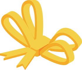 Yellow gift bow standing on a white background is a festive decoration for any special occasion