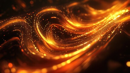Abstract fractal image featuring computer generated elements showcasing spinning and glowing waves evoking energy and authenticity in a dark setting