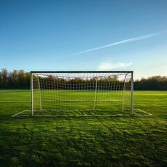 Fototapeta premium soccer goal with sun
