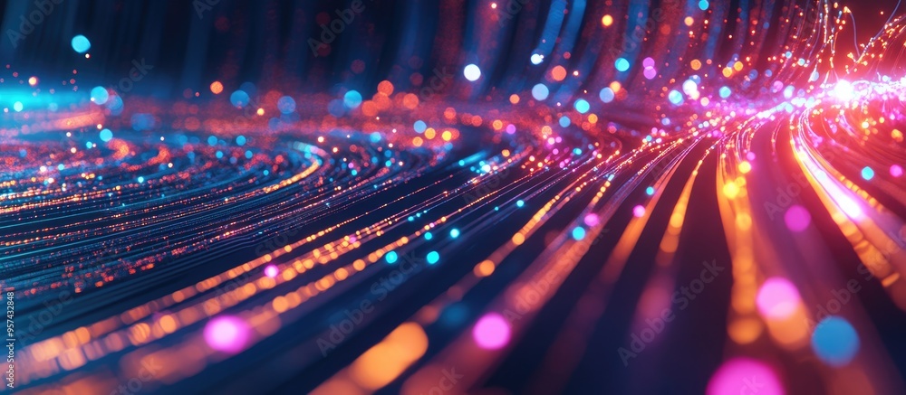 Poster concept of advanced network technology showcasing high speed mobile connectivity and modern business