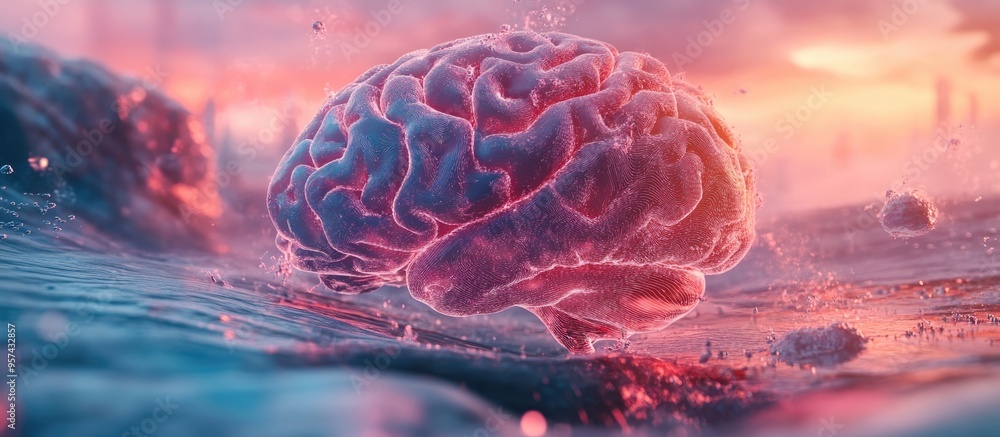 Aufkleber 3d rendering of a brain illustrating mental cognition creative thought processes and innovative idea