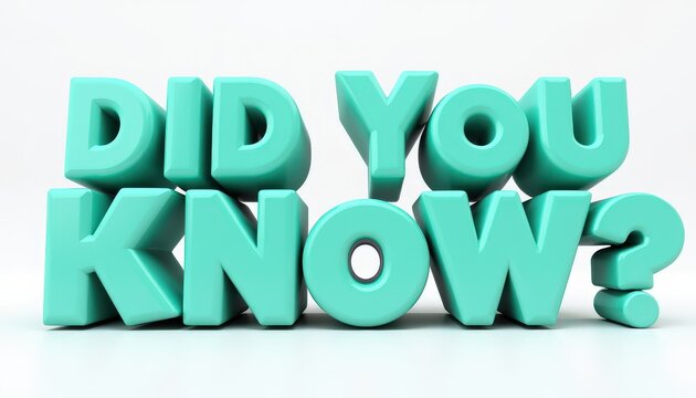 Bold teal 3D text spelling out 'Did You Know?' with a white background.