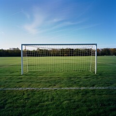Fototapeta premium soccer goal with sun
