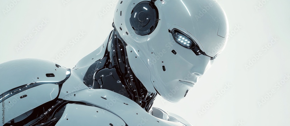 Poster 3d illustration of a humanoid robot often referred to as an android showcasing ai digital coding and