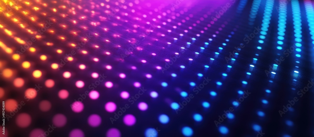 Poster close up of an led panel light texture featuring a dot pattern vibrant rgb colors create a dynamic b
