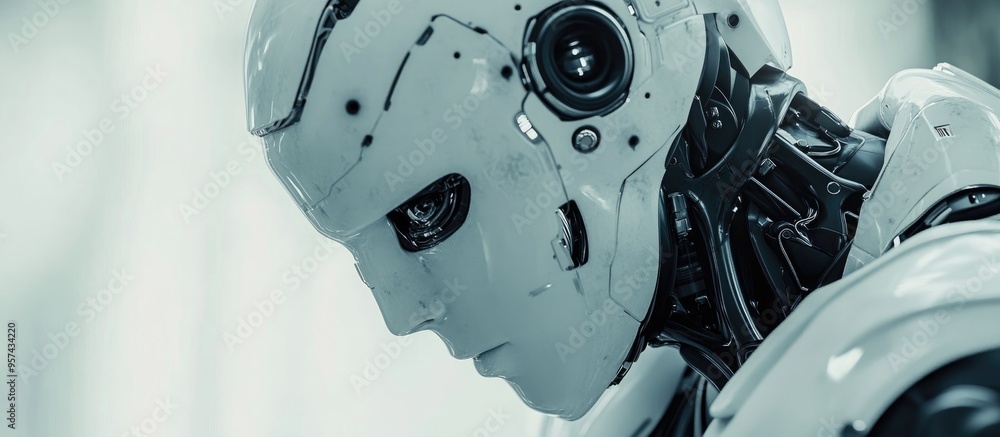 Poster 3d illustration of a robot representing the concept of artificial intelligence
