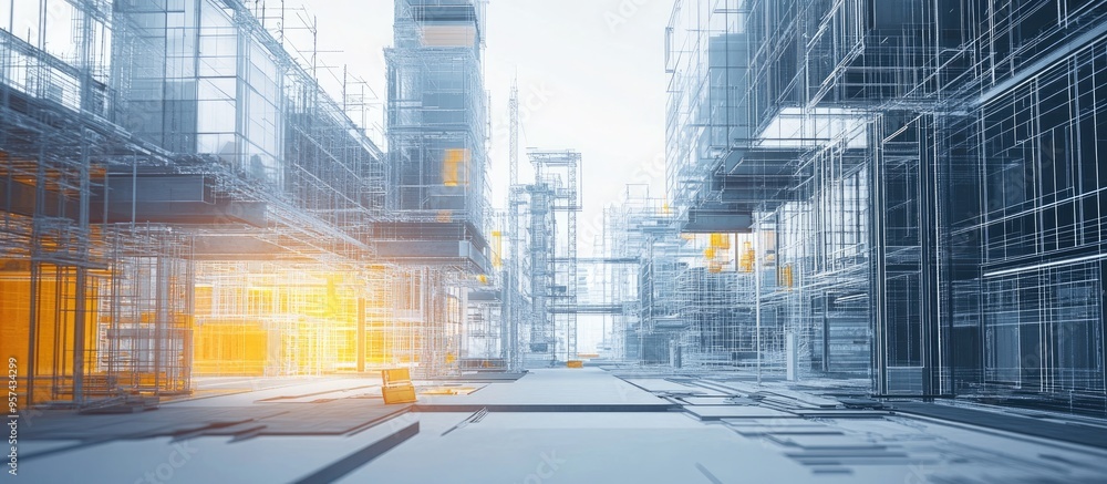 Poster the concept of combining bim and ai technology in the construction sector to shape the future embrac