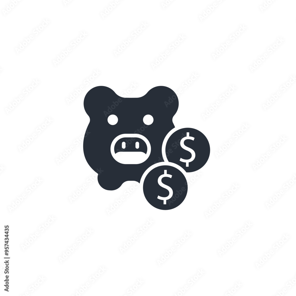 Poster printpiggy bank icon. vector.editable stroke.linear style sign for use web design,logo.symbol illust