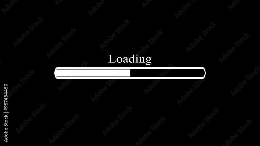 Poster animation of the loading bar icon. white color downloading concept on black background. beautiful lo
