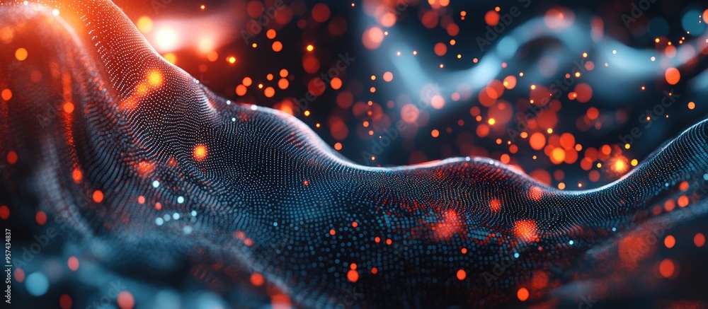 Poster 3d illustration of a neural network representing big data and cybersecurity features a vibrant backg