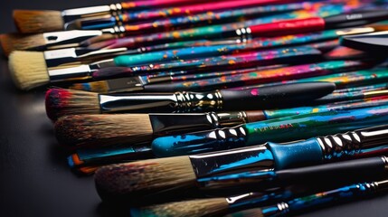 Obraz premium Group of Brushes on Table