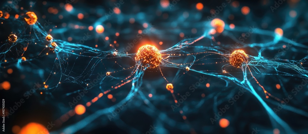 Poster e neurons concept of artificial neural network intelligence
