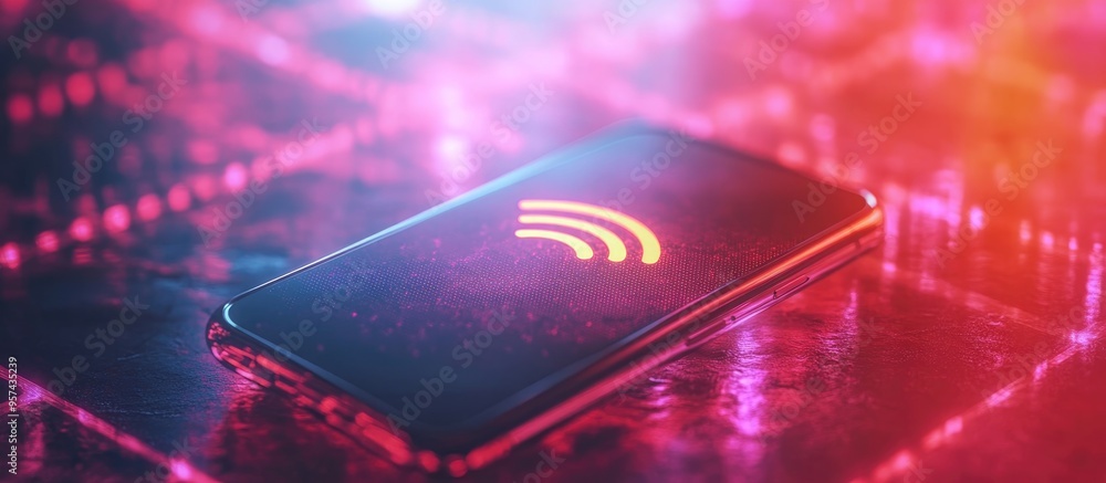 Aufkleber wifi connectivity concept individual using smartphone for communication social networking business c