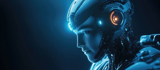 Humanoid robot illustration depicting artificial intelligence in 3D design