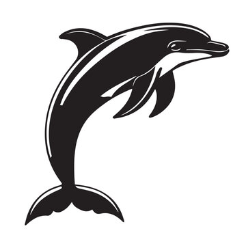 recommend clip art: dolphin in cartoon, doodle style . Image for t-shirt, web, mobile apps and ui. Isolated 2d vector illustration in logo, icon, sketch style, Eps 10, black and white. AI Generative