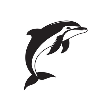 recommend clip art: dolphin in cartoon, doodle style . Image for t-shirt, web, mobile apps and ui. Isolated 2d vector illustration in logo, icon, sketch style, Eps 10, black and white. AI Generative