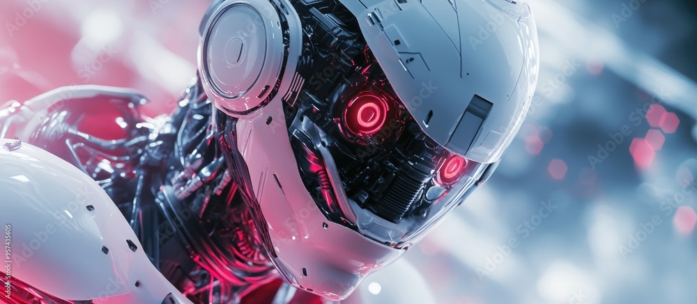 Poster 3d illustration of a humanoid robot often referred to as an android depicting an artificial intellig