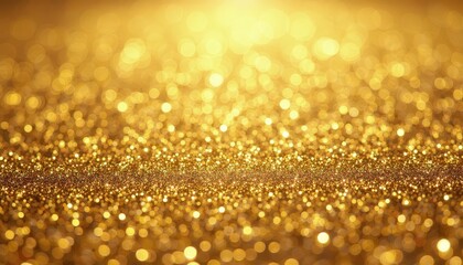 A dazzling golden glitter background with bokeh lights, creating a festive and glamorous atmosphere.