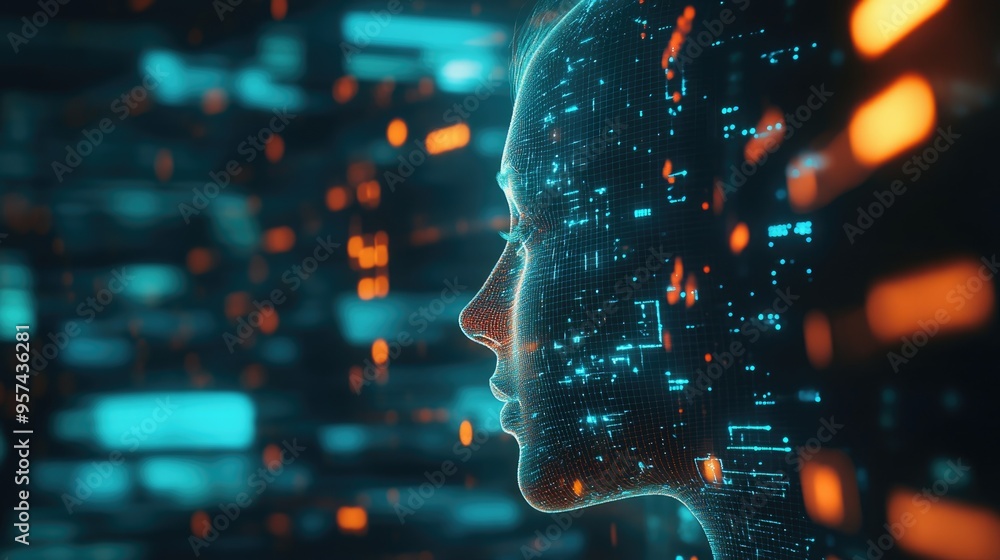 Aufkleber human interaction with artificial intelligence brain processors in the context of ai engineering big