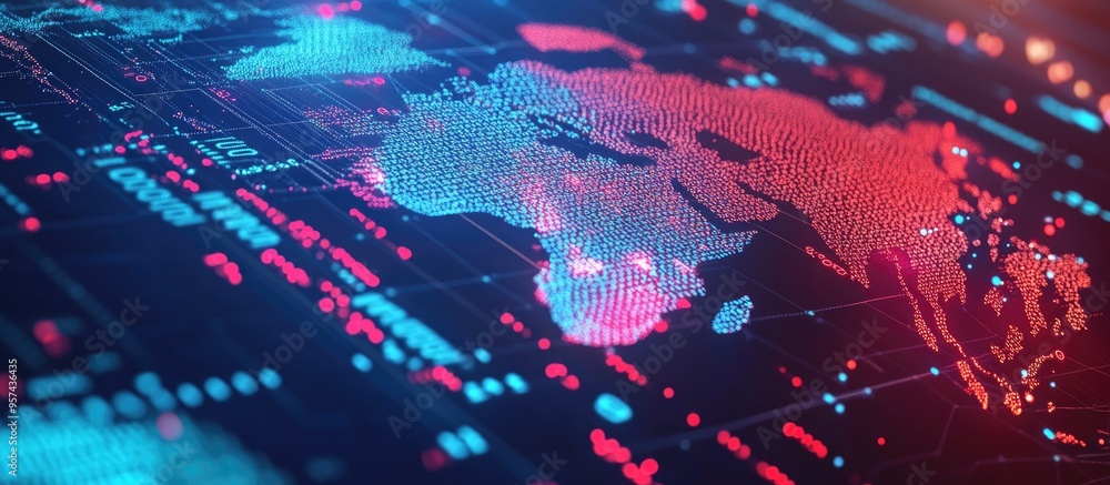 Poster image depicting dynamic numbers overlaying a map representing a concept of global scientific researc