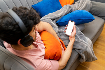 Listening to music mockup mobile phone 