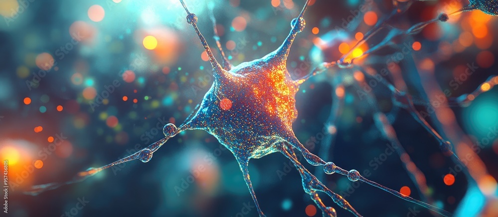 Poster 3d illustration of a neural network representing big data and cybersecurity features a vibrant backg