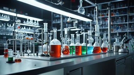 Diverse Colored Liquids in Laboratory