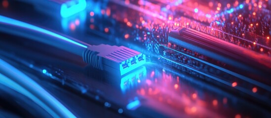 Technician connects a network cable using RJ45 connectors demonstrating the process of setting up a local network