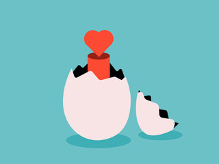 Broken eggshell with heart