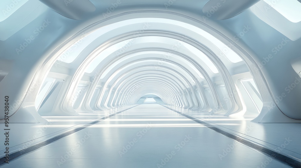Poster futuristic empty interior space with a clean architectural design 3d rendering showcases minimalism 