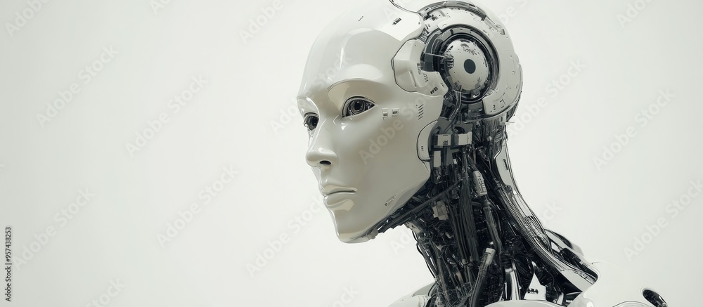 Poster 3d illustration of a humanoid robot often referred to as an android depicting an artificial intellig