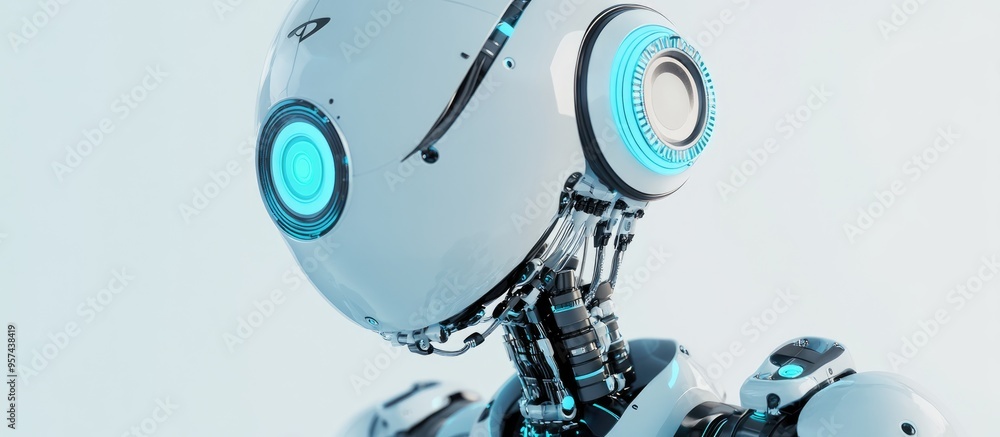 Poster 3d illustration of a personal robot assistant on a white background high resolution rendering perfec