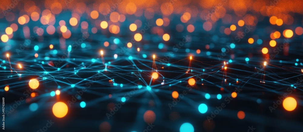 Poster conceptual 3d illustration of mobile data network connectivity for the global internet of things iot