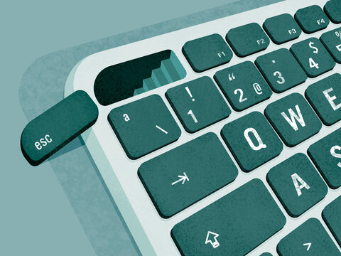 ESC button coming out of keyboard with visible stairs