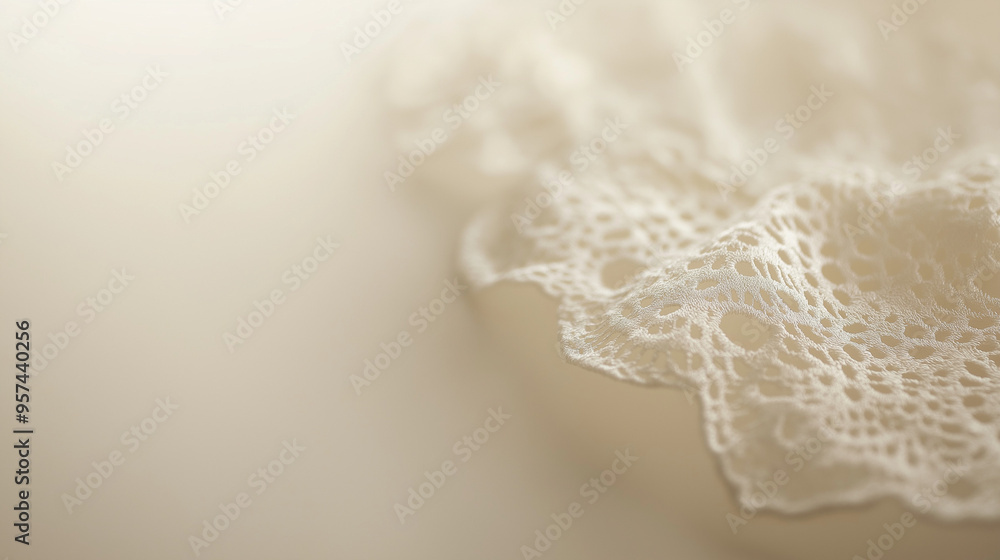 Wall mural a delicate lace doily against an isolated soft antique white background