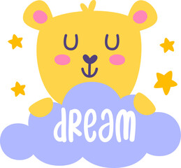 Bear Behind The Cloud With Dream Inscription