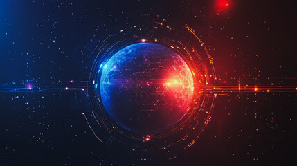 Obraz premium Abstract colorful business connection of lines from nodes It is connected to endless nodes and represents the innovation of communication in the network with black background